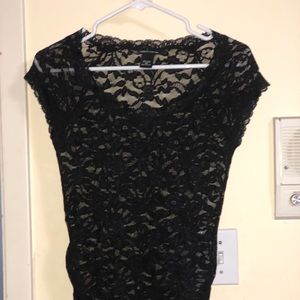 Black transparent lace top
